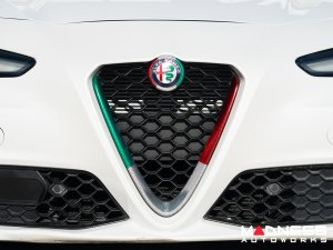Alfa Romeo Giulia Front V Shield Grill Frame - Carbon Fiber - Italian Theme - Feroce Carbon